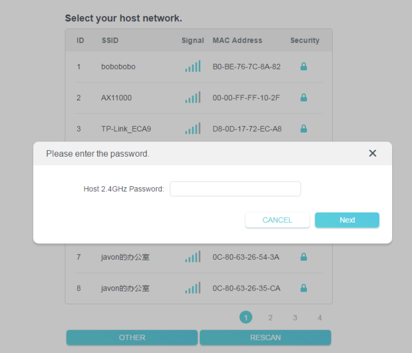 Extender Network Select